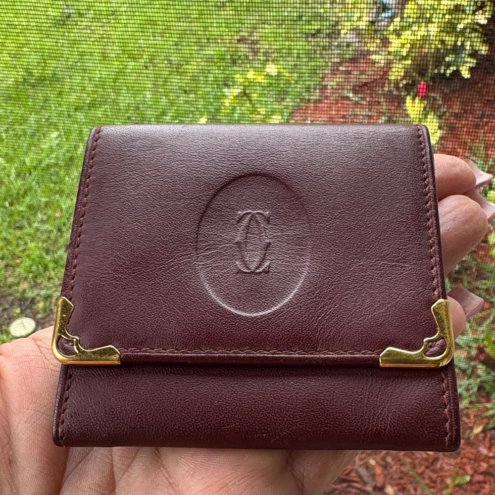 Cartier Burgundy Leather Compact Wallet with COA card - Picture 8 of 13